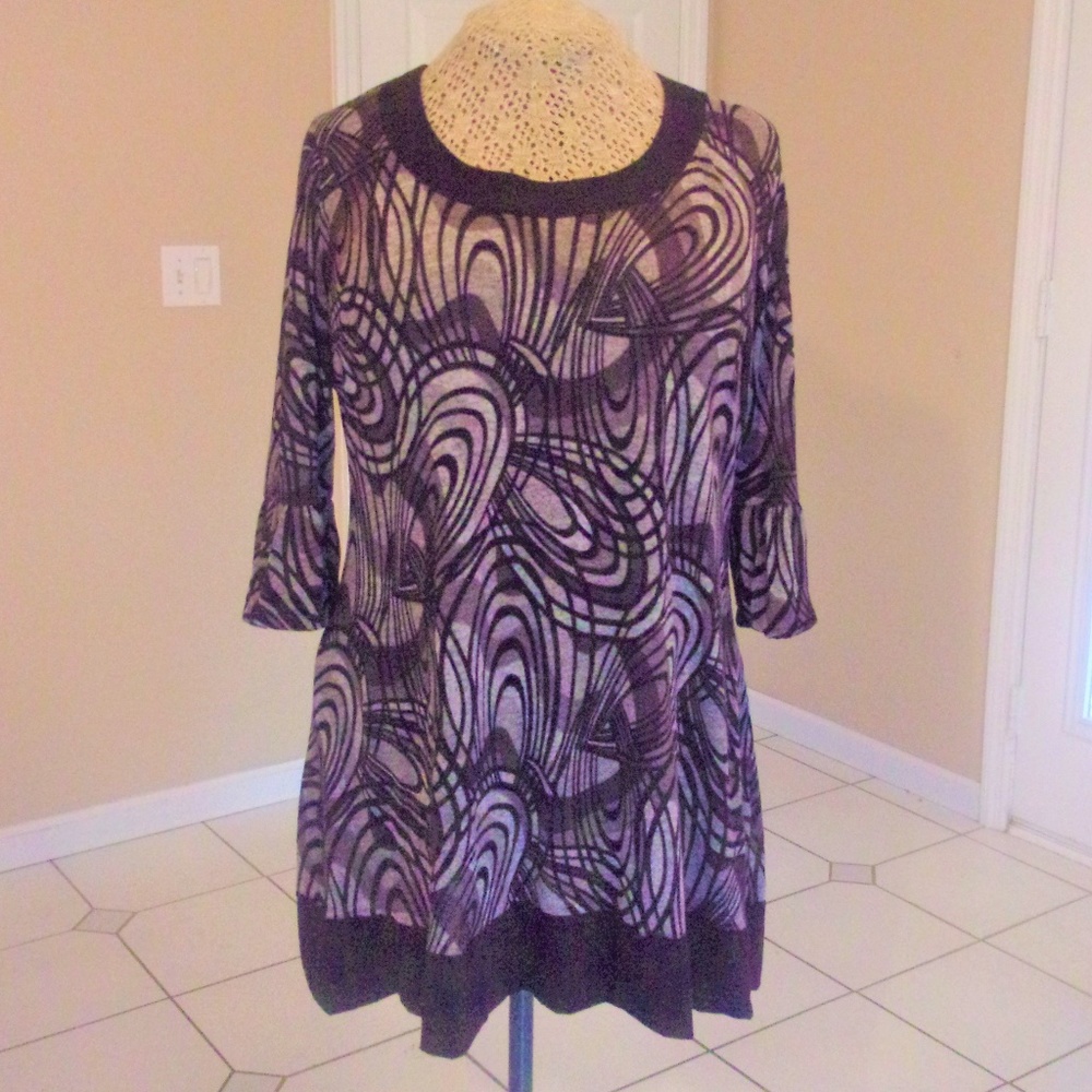 Spiral Abstract Puff Valence Cuff Knit Mini Dress